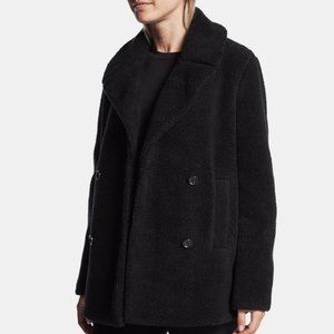 James Perse Women's Double Breasted Sherpa Peacoat